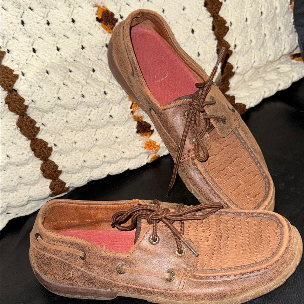 Twisted X Tan Leather Women’s Boat Shoes